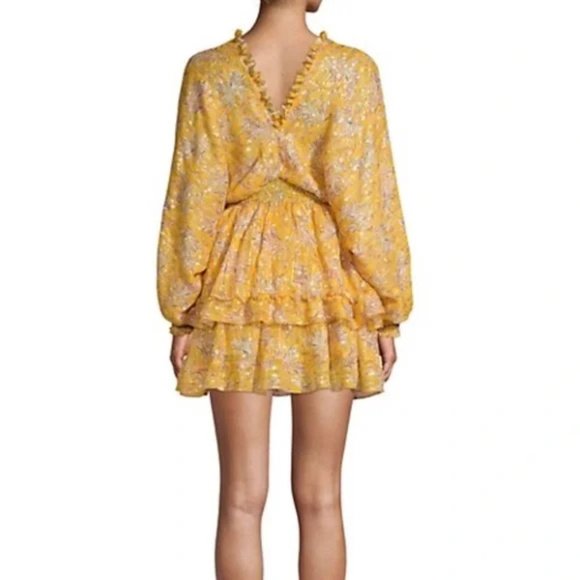 NWT THE KOOPLES Feuille D’or Silk Tiered Metallic Mini Dress with Ruffles.  SZ 3 - Picture 6 of 6